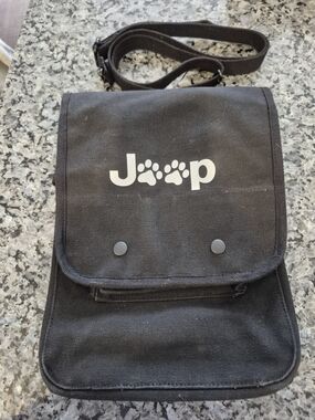 Jeep Black Canvas Crossbody Bag with Paw Logo